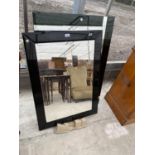TWO ART DECO STYLE BLACK FRAMED MIRRORS