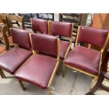 FIVE BEECH AND LEATHERETTE DINING CHAIRS