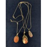 THREE SILVER NECKLACES WITH STONES