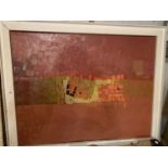 A LARGE FRAMED ABSTRACT PAINTING