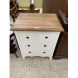 A PINE AND PAINTED CHEST OF TWO SHORT AND TWO LONG DRAWERS