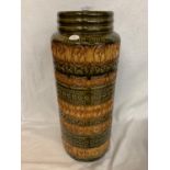 A LARGE 1970'S WEST GERMAN POTTERY GREEN, BROWN AND ORANGE VASE