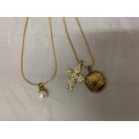 TWO GOLD PLATED PENDANTS AND CHAINS