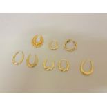 TWO PAIRS AND FOUR FURTHER 9 CARAT GOLD EARRINGS