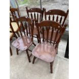 FOUR MAHOGANY DINING CHAIRS