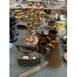 VARIOUS ITEMS OF METALWARE TO INCLUDE BRAAS CANDLESTICKS, COPPER ITEMS ETC