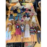 NINE VINTAGE DOLLS SOME BARBIE WITH ACCESSORIES