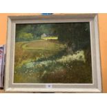 A FRAMED OIL ON CANVAS OF SUMMER AFTERNOON BETWS-Y-COED 16 INCH X 20 INCH BY NORMAN MAC DONALD