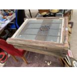 THREE VINTAGE LEADED STAINED GLASS WINDOW FRAMES