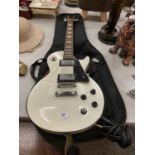 A WHITE WESTFIELD GUITAR WITH CASE