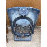 A VINTAGE BLUE ENAMEL ORNATE FIRE