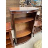 AN INLAID MAHOGANY THREE TIER BOOKCASE