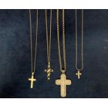 FOUR SILVER CROSS NECKLACES