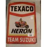 A VINTAGE STYLE TIN TEXACO HERON TEAM SUSUKI METAL SIGN