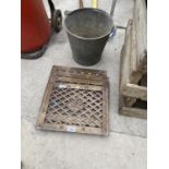 FOUR BRONZE STYLE GRILLS AND A GALVANISED BUCKET