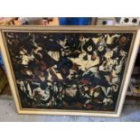 A FRAMED CAT PAINTING TITLED FELINE FANTASY