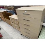 THREE MODERN CHESTS OF DRAWERS AND A BEDDING CHEST