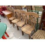 FOUR PINE DINING CHAIRS