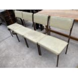 FOUR RETRO METAL AND LEATHERETTE DINING CHAIRS