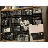 A LARGE COLLECTION OF VARIOUS CAMERAS AND LENSES WITH CASES