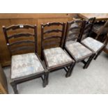 FOUR OAK LADDER BACK DINING CHAIRS
