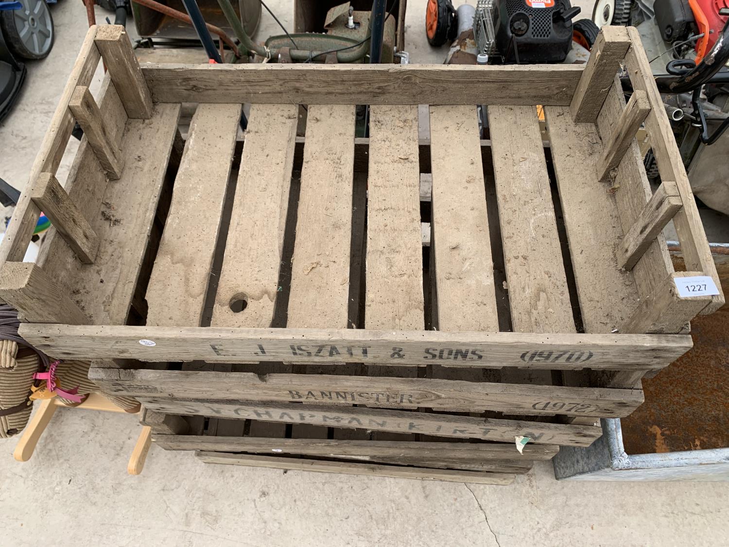 SIX VINTAGE WOODEN POTATO BOXES - BANNISTERS, E J ISZATT ETC - Image 2 of 2