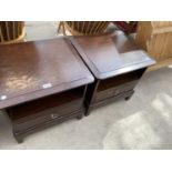 TWO STAG MINSTREL MAHOGANY BEDSIDE CABINETS