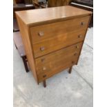 A RETRO TEAK CHEST OF FIVE DRAWERS
