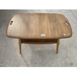 AN ERCOL GOLDEN DAWN COFFEE TABLE WITH LOWER SHELF