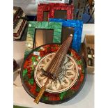 VARIOUS MOSAIC ITEMS TO INCLUDE A PLATE, FRAMES ETC