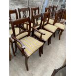 SIX MAHOGANY DINING CHAIRS AND TWO CARVERS