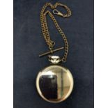 A SMITHS CHROME POCKET WATCH WITH CHAIN