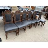 SIX CARVED MAHOGANY DINING CHAIRS