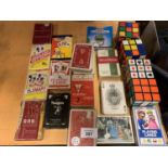 VARIOUS CARD GAMES AND RUBICS CUBES