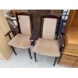 TWO MAHOGANY CARVER DINING CHAIRS