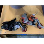 TWO STARWARS MODELS TO INCLUDE DARTH VADER ON A MOTORBIKE AND LUKE SKYWALKER WITH R2D2 ALSO ON A