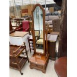 A ROSSMORE FURNITURE CHERRY WOOD DRESSING MIRROR WITH LOWER DRAWER