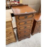 A ROSSMORE FURNITURE TALL CHERRY WOOD CHEST OF FIVE DRAWERS