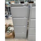 A BISLEY FOUR DRAWER FILING CABINET WITH KEY