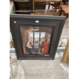 AN OAK FRAMED VICTORIAN PRINT OF A MADONNA AND CHILD