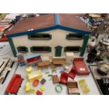 A 1960'S DOLLS HOUSE WITH FURNITURE