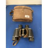 A PAIR OF VINTAGE BINOCULARS WITH CASE A/F