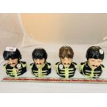 A SET OF FOUR BEATLE TOBY JUGS