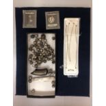 A HALLMARKED SILVER PENKNIFE AN CANE TOP, TWO STERLING SILVER PENDANTS, SILVER CHAINS AND WHITE