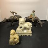 VARIOUS ORIENTAL STYLE CERAMICS AND STONE FIGURINES