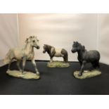 THREE BORDER HORSE AND PONY FIGURINES