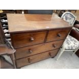 A 19TH CENTURY MAHOGANY CHEST OF TWO SHORT AND TWO LONG DRAWERS