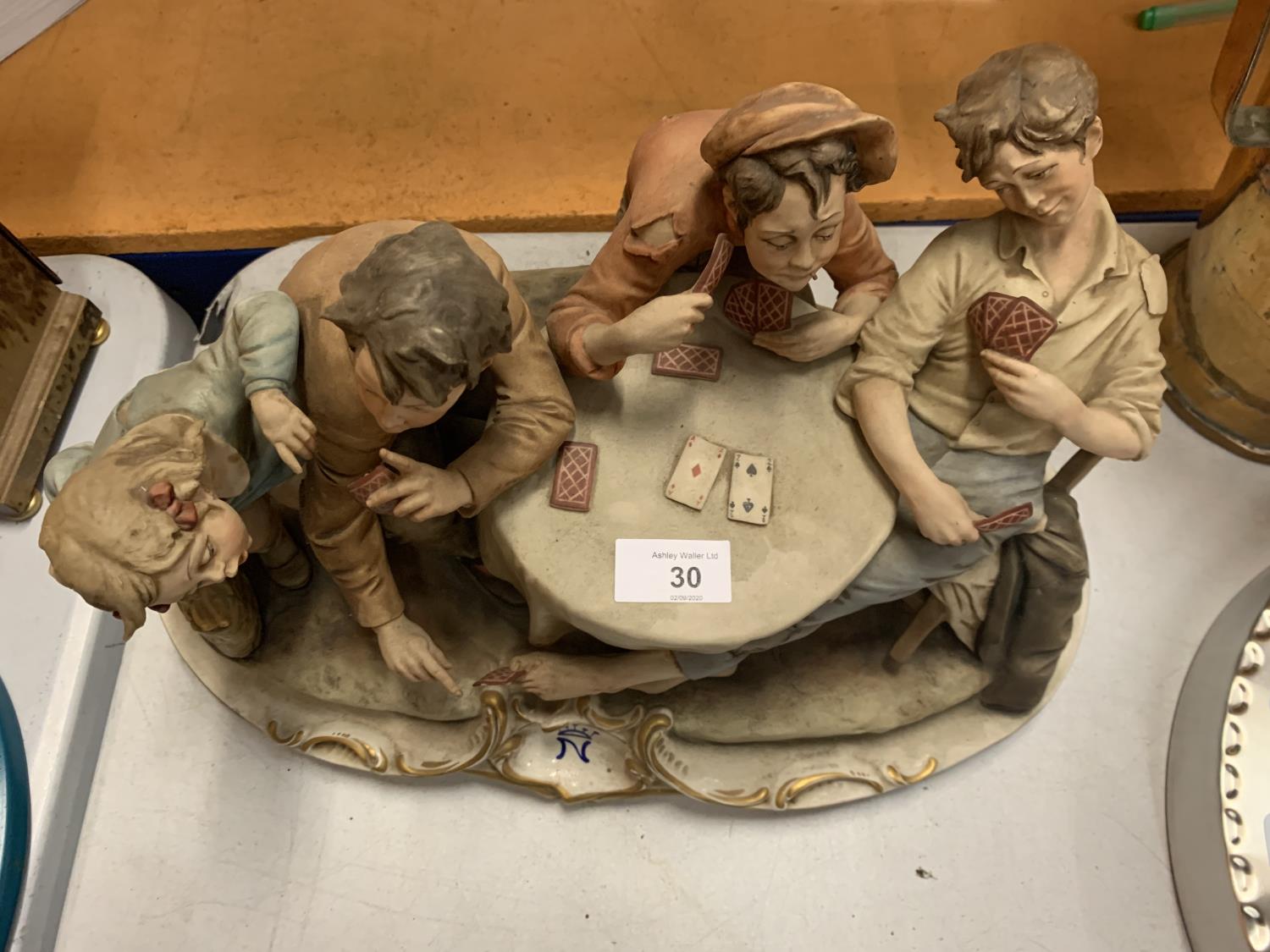 A CAPODIMONTE 'THE CHEAT' CARD PLAYERS FIGURE GROUP