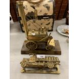 TWO BRASS ITEMS TO INCLUDE STEPHENSONS ROCKET AND A LETTER RACK