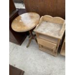 A PINE TRIPOD TABLE AND PINE LOCKER